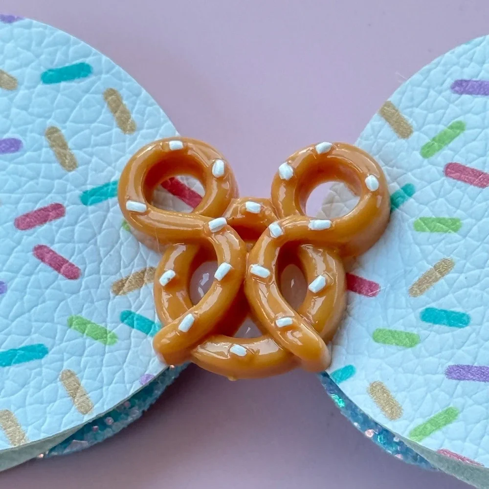 Klass Mickey Mouse Inspired Pretzel Sprinkles Sweet Treats Glitter Hair Bow Clip